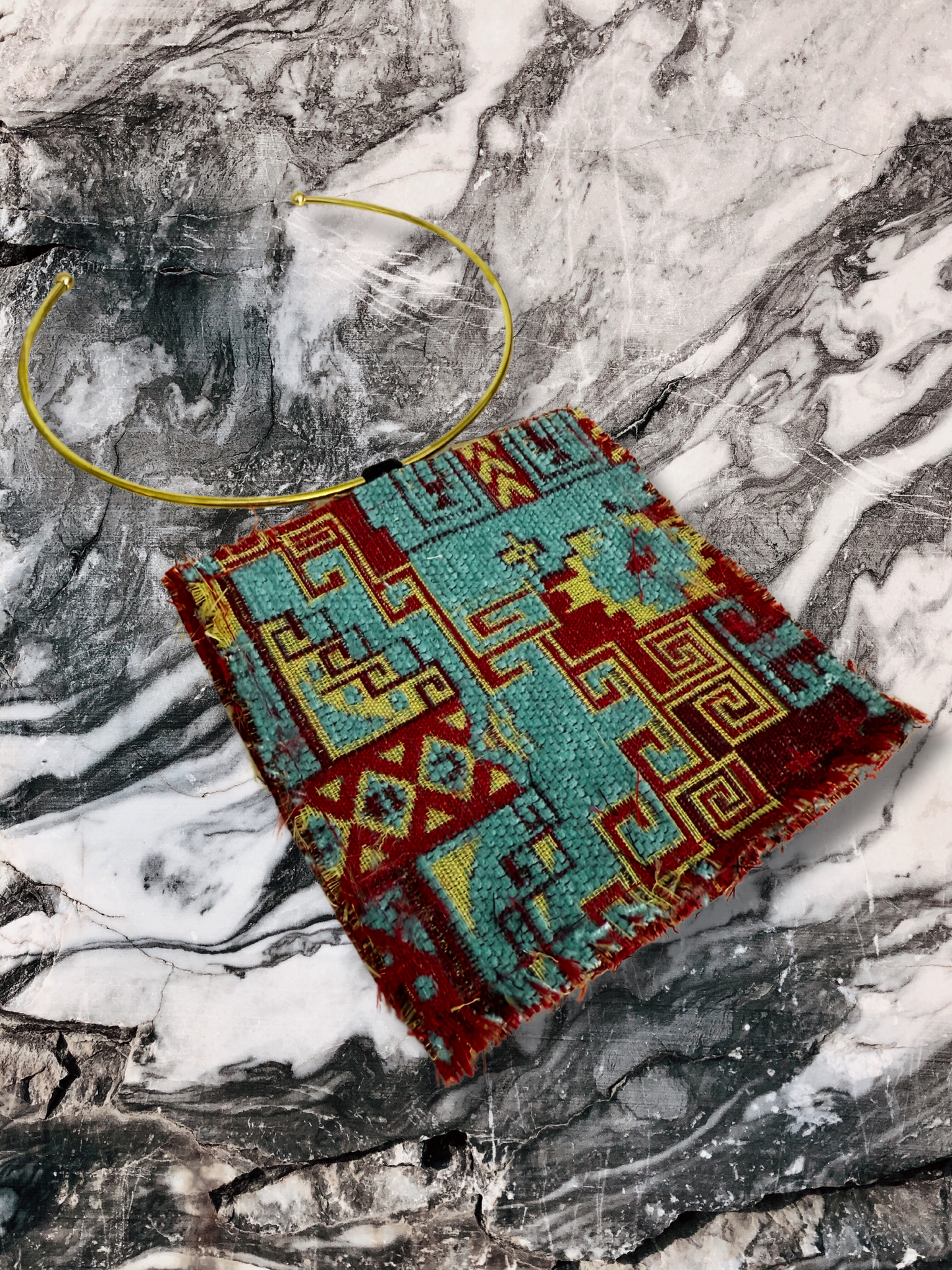 Vintage Turkish Kilim Reversible Pendant Collar Necklace