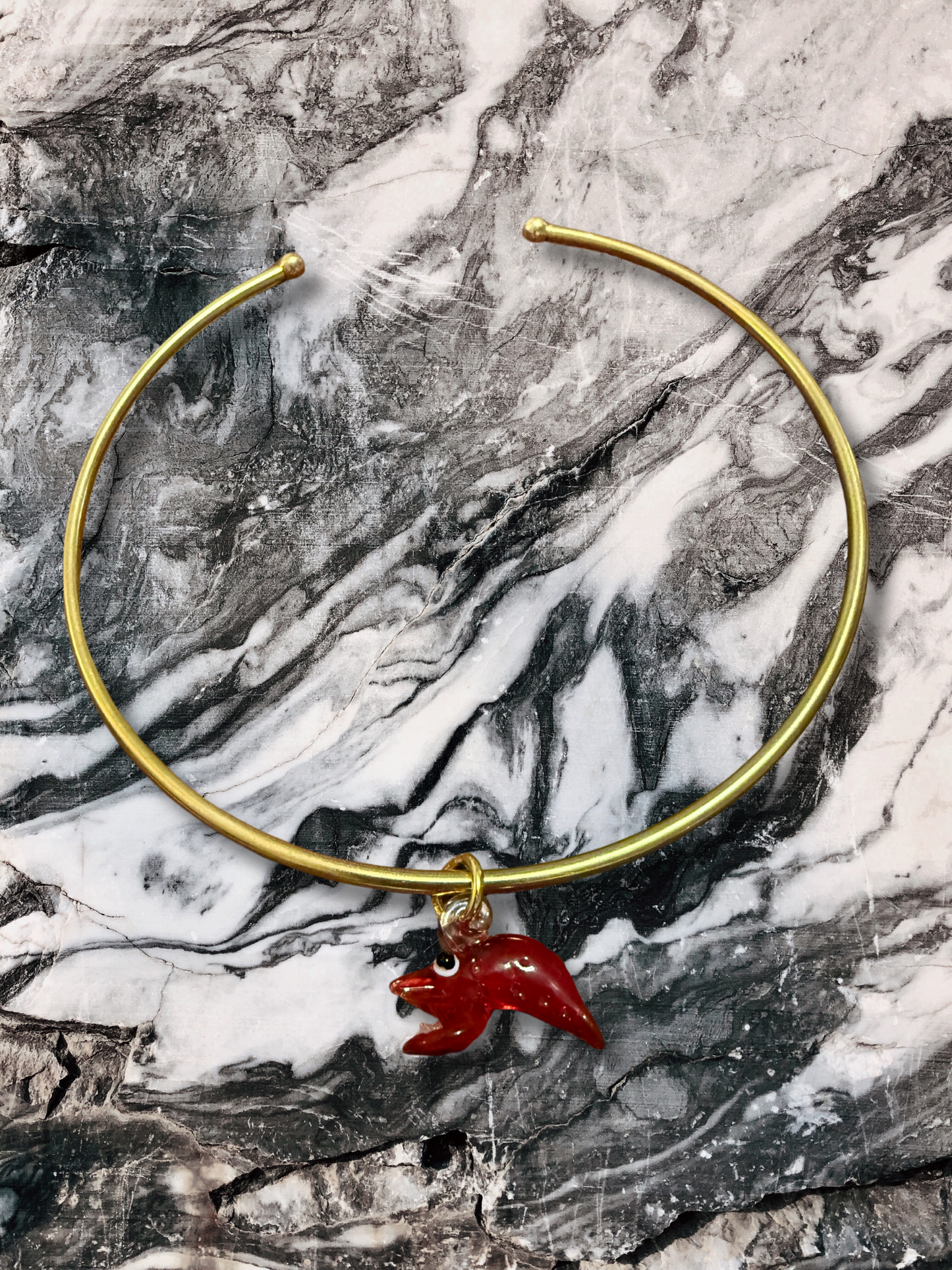 Glass Lobster Brass Collar Necklace