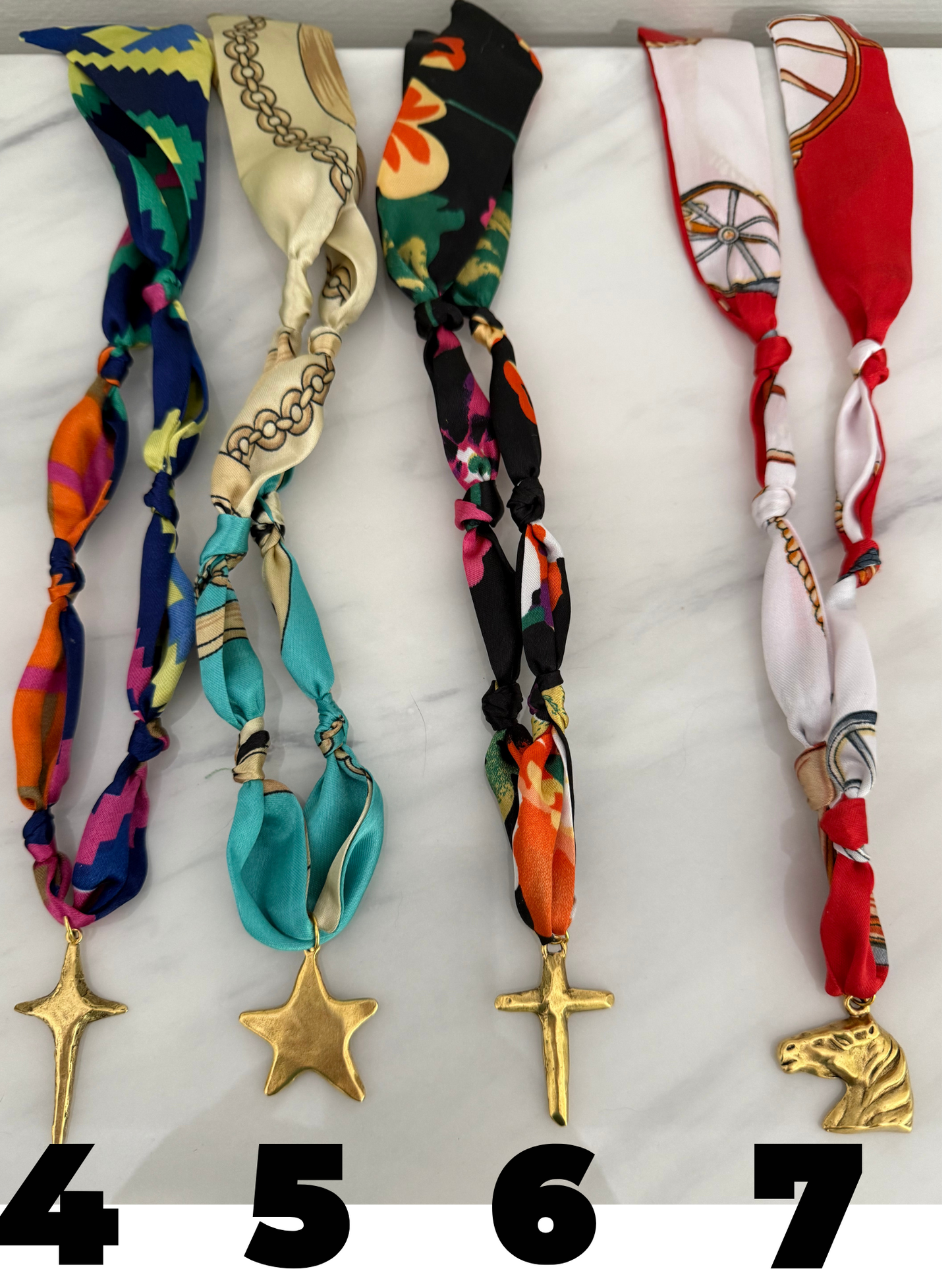 Statement Charm Scarf Necklaces