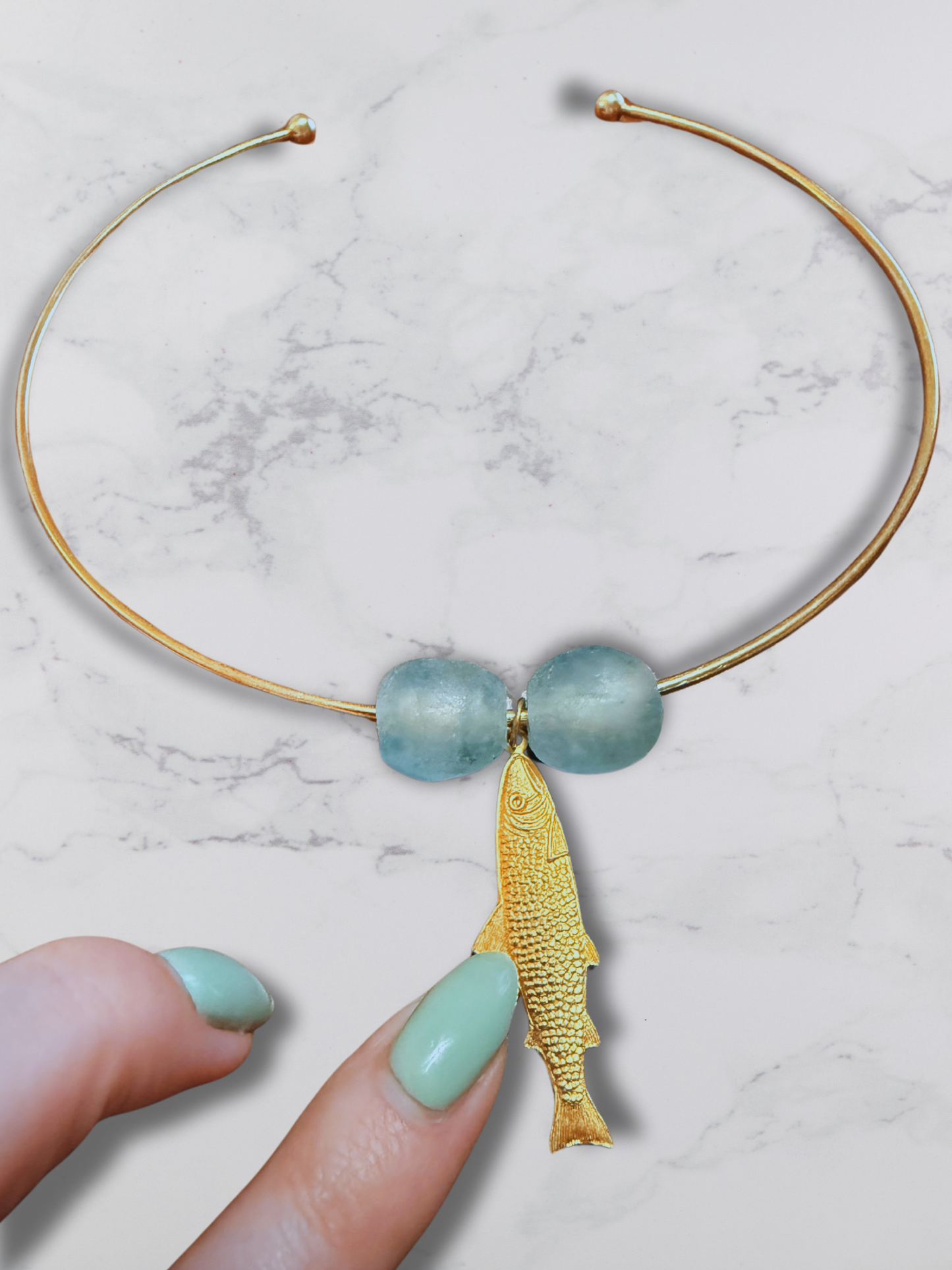 Mediterranean Fish Brass Collar Necklace