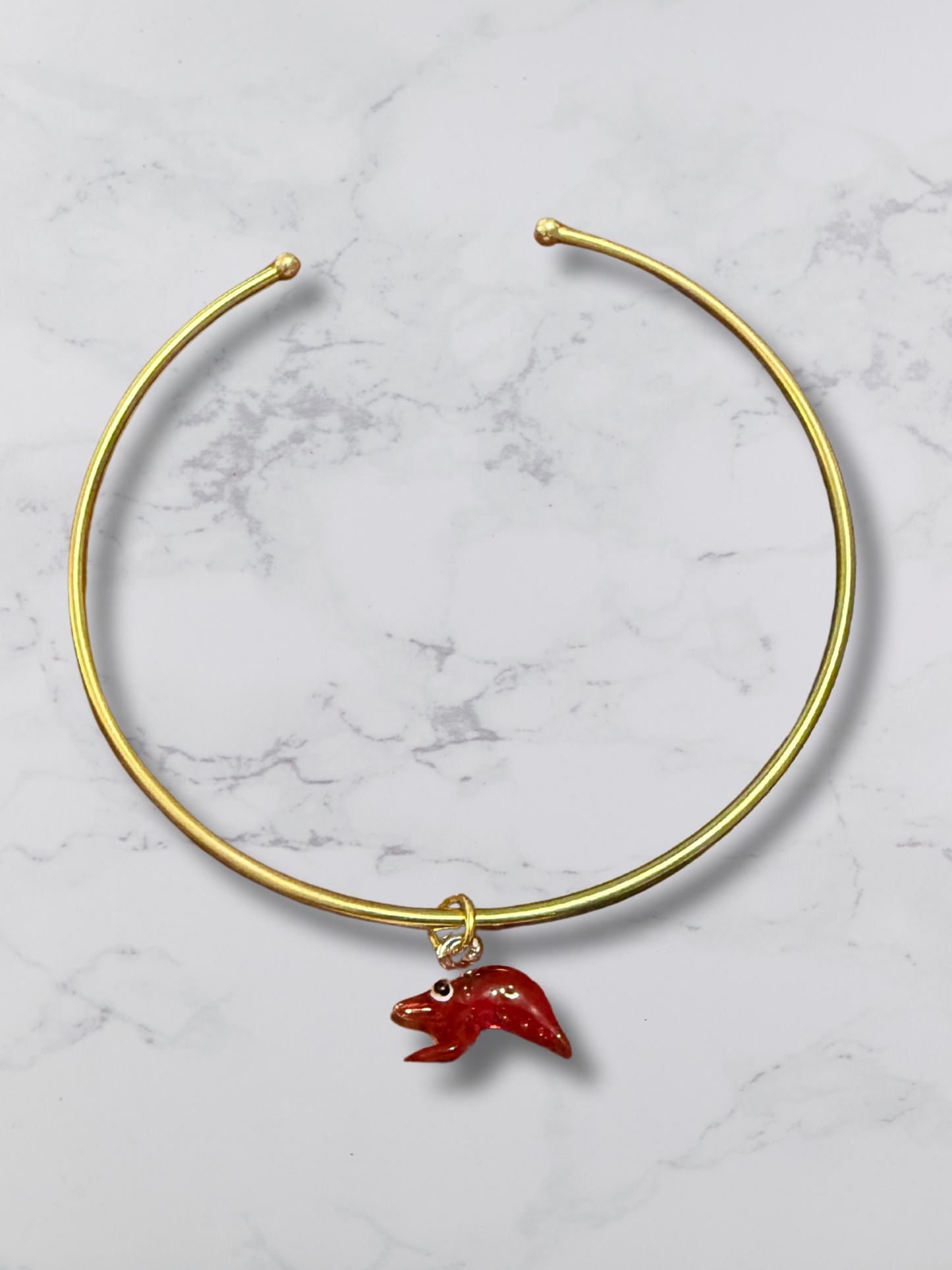 Glass Lobster Brass Collar Necklace