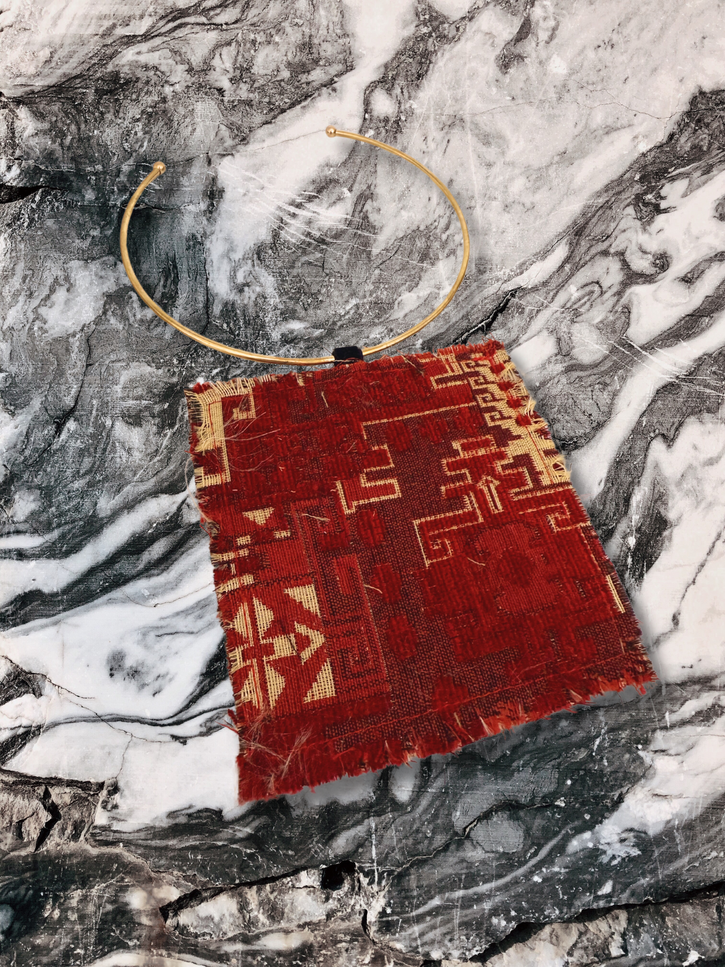 Vintage Turkish Kilim Reversible Pendant Collar Necklace