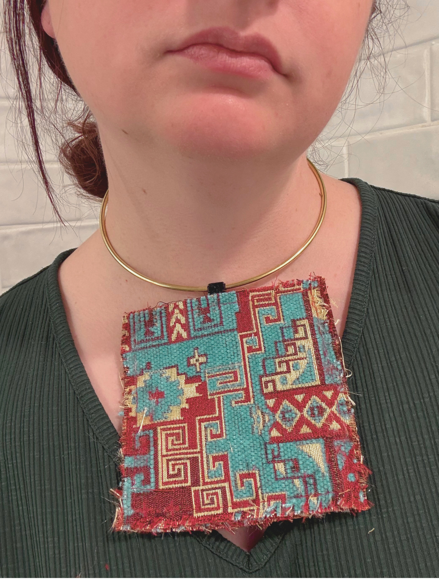 Vintage Turkish Kilim Reversible Pendant Collar Necklace