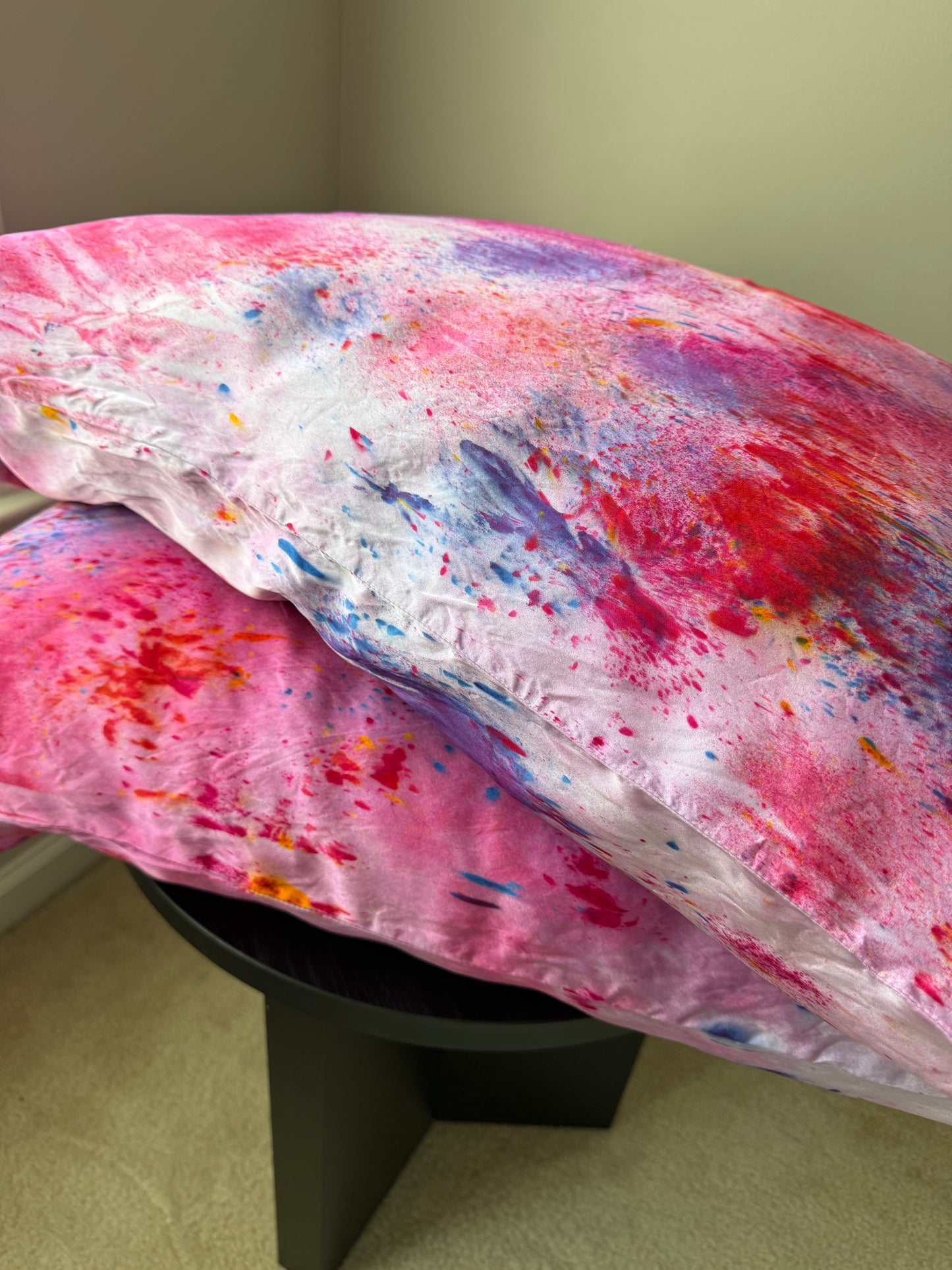 Hand Dyed Silk Pillowcase- Dragonfruit