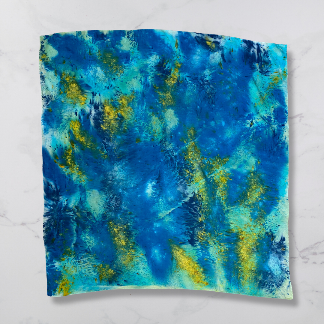 Hand Dyed Silk Crepe Scarf- Poseidon