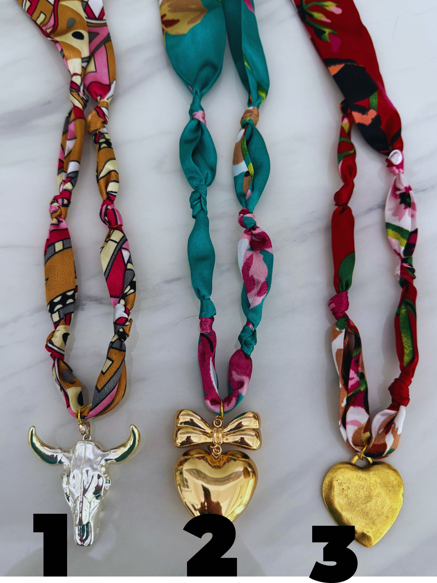 Statement Charm Scarf Necklaces