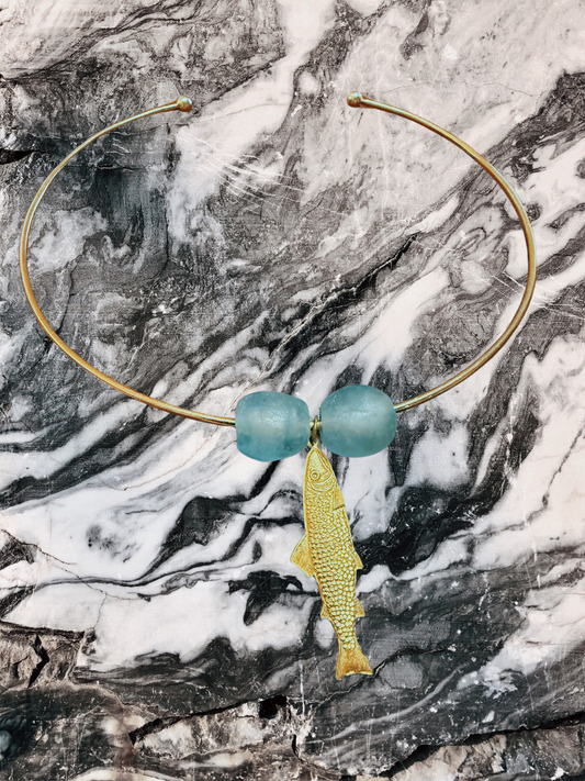 Mediterranean Fish Brass Collar Necklace