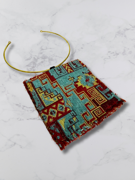 Vintage Turkish Kilim Reversible Pendant Collar Necklace