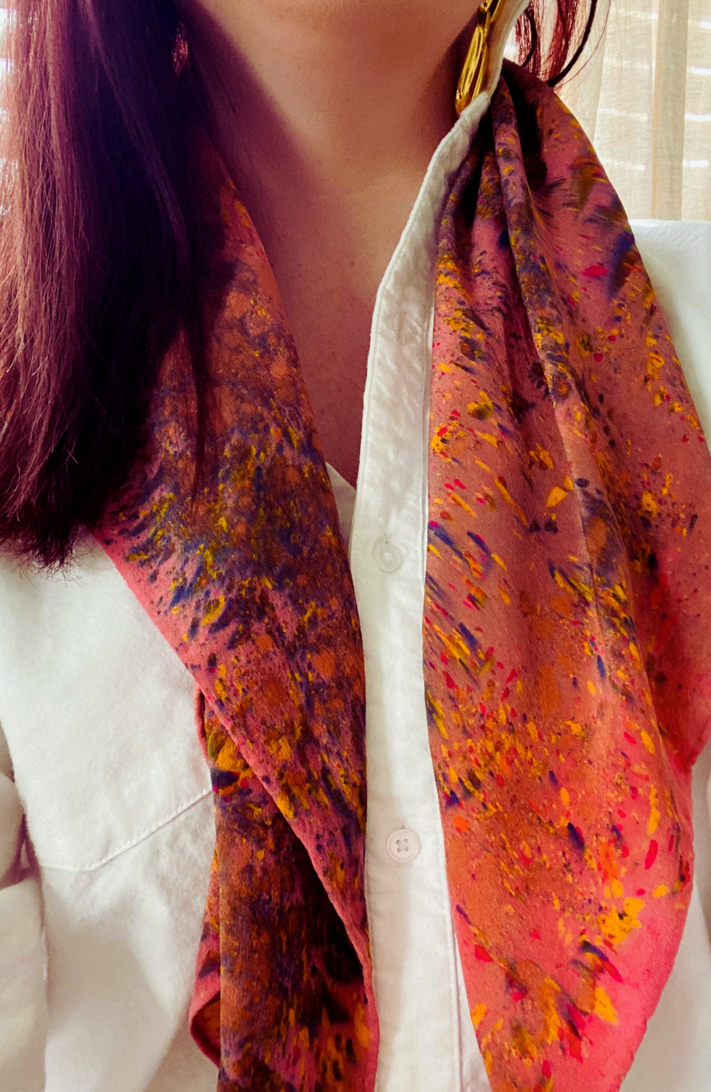 Hand Dyed Silk Crepe Scarf- Sienna