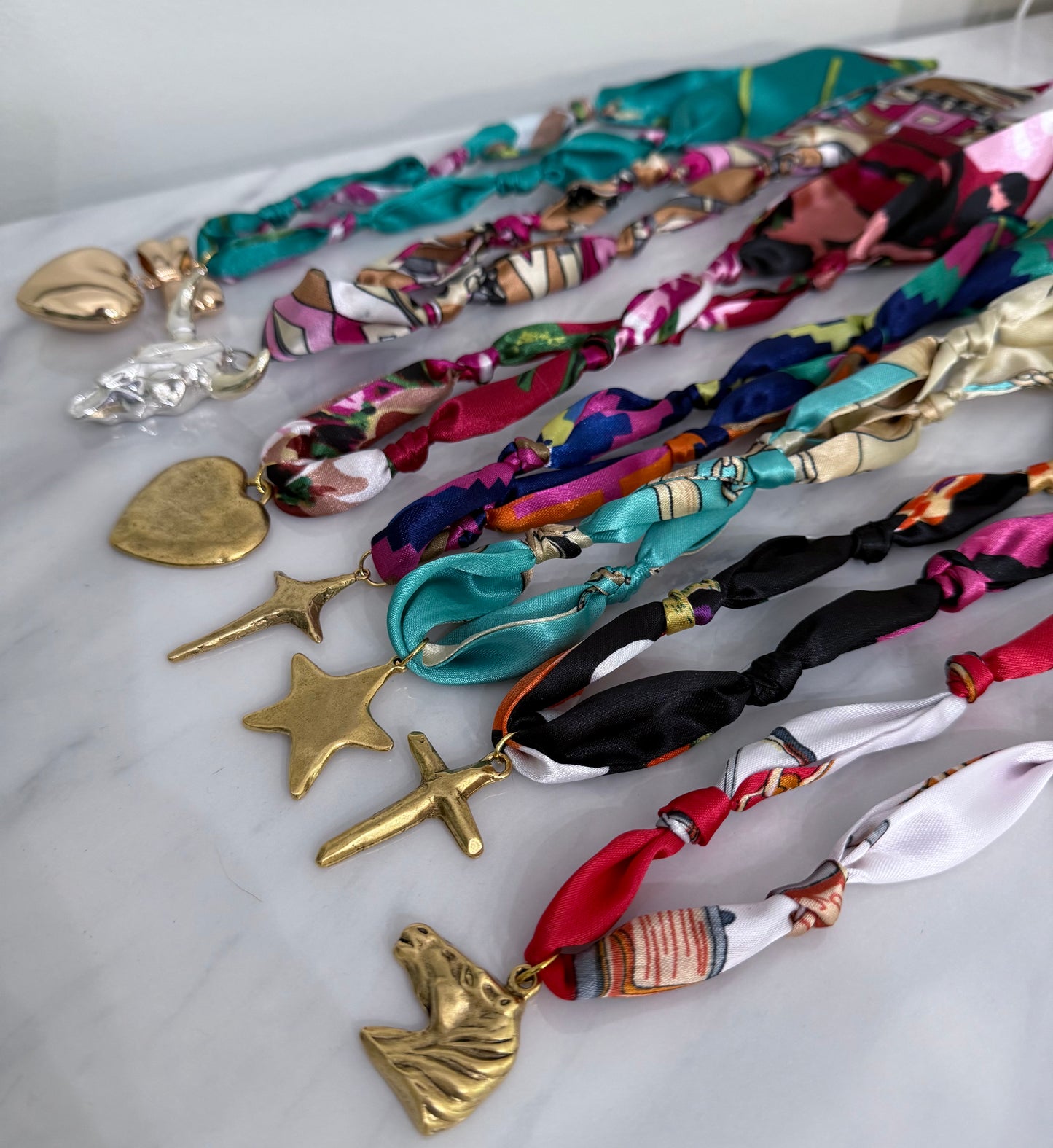 Statement Charm Scarf Necklaces