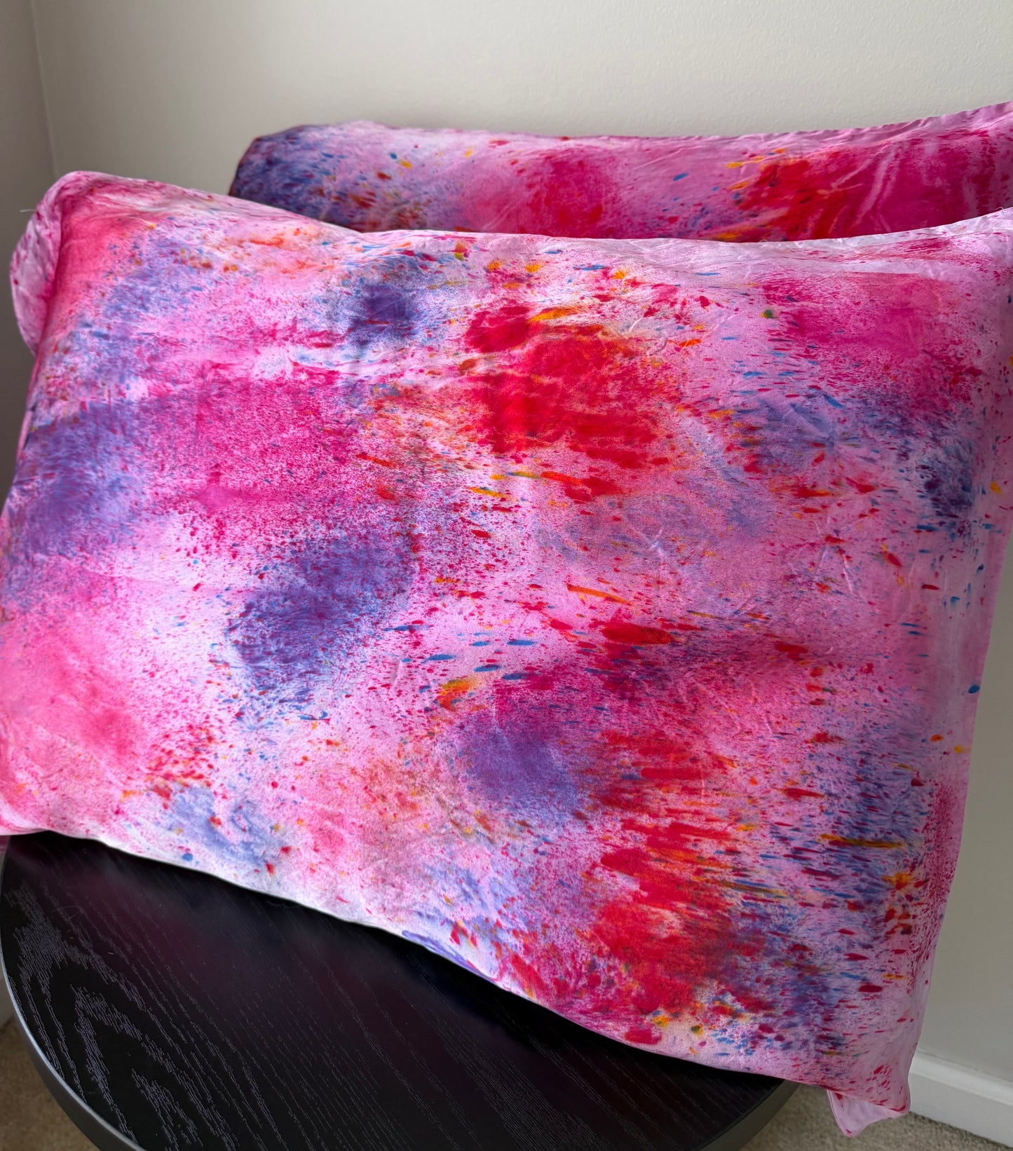 Hand Dyed Silk Pillowcase- Dragonfruit