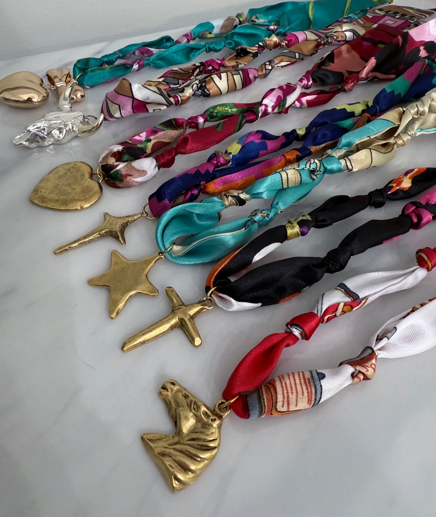 Statement Charm Scarf Necklaces