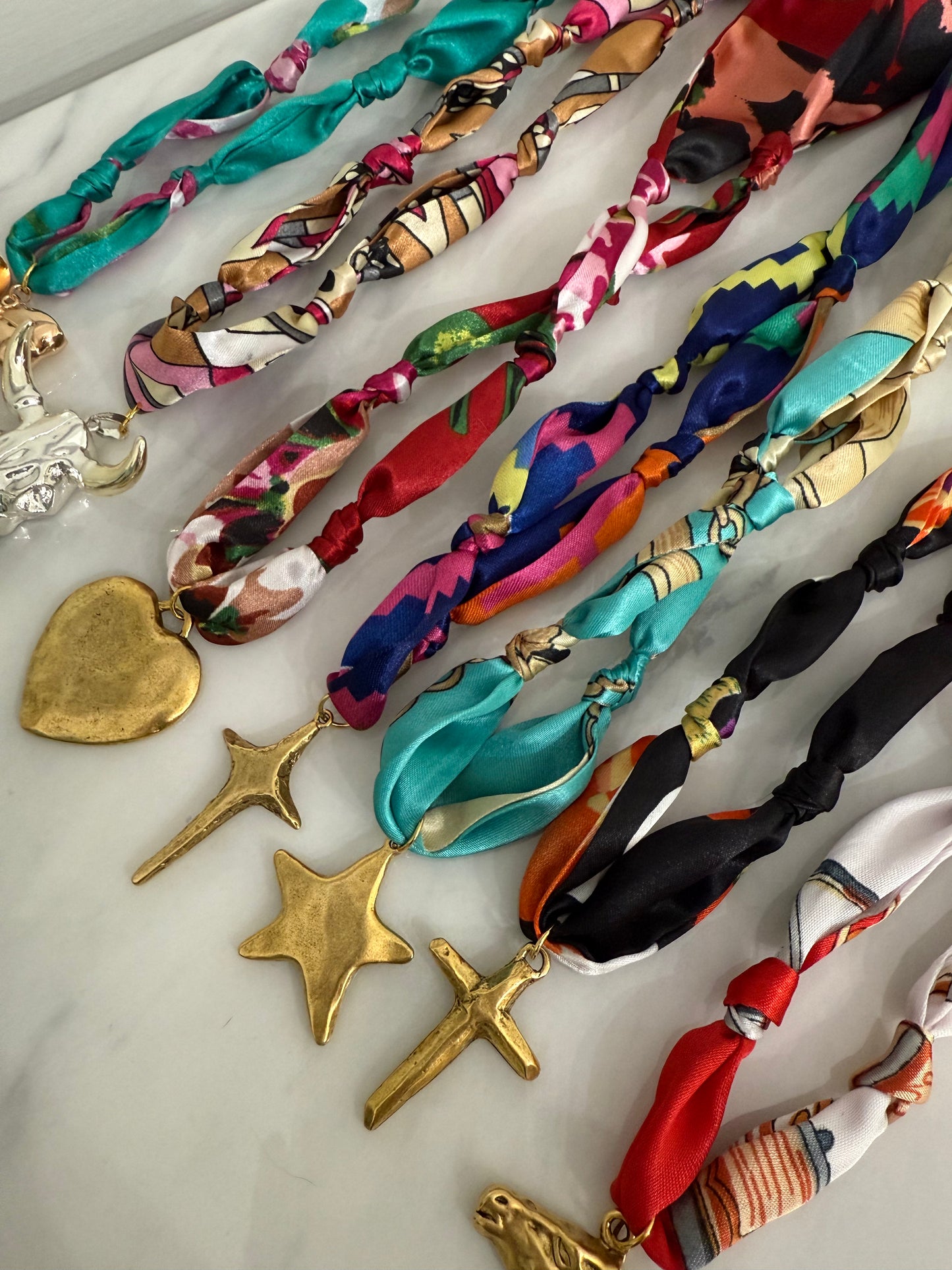 Statement Charm Scarf Necklaces