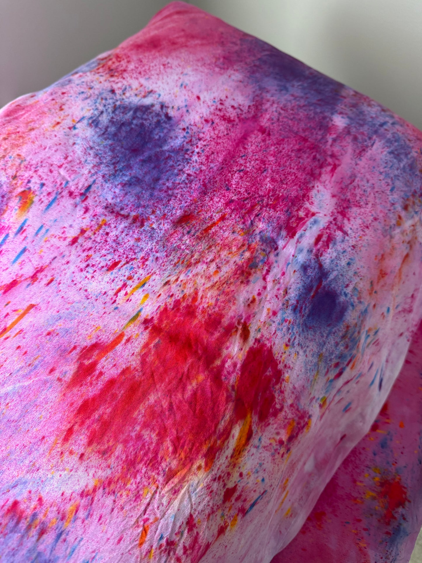 Hand Dyed Silk Pillowcase- Dragonfruit