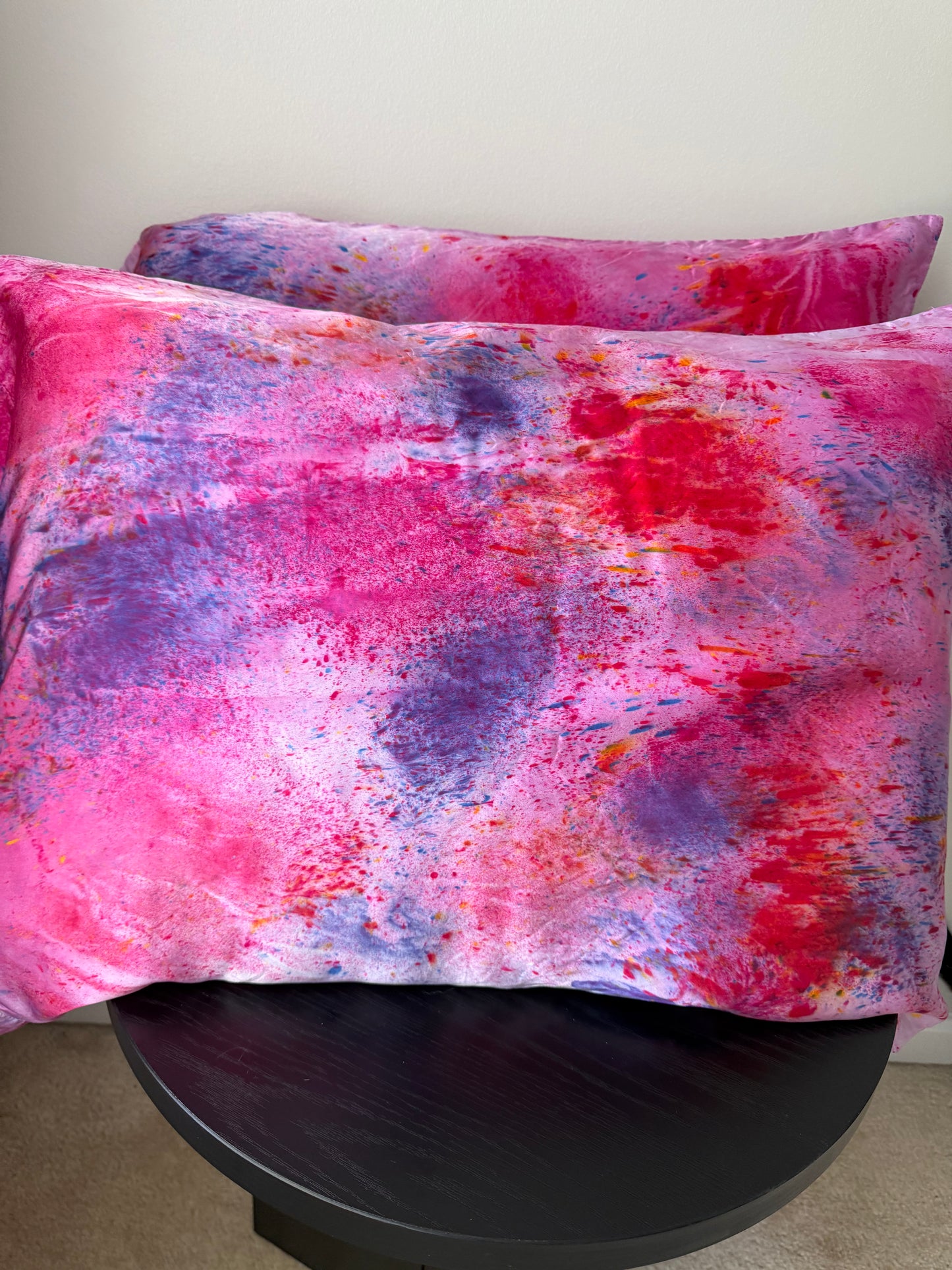Hand Dyed Silk Pillowcase- Dragonfruit